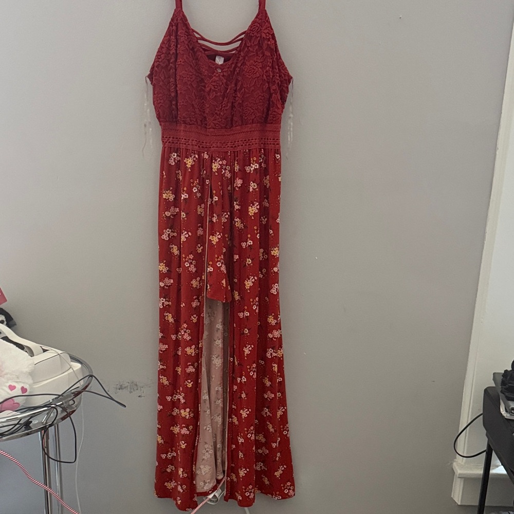 Red Floral Jumpsuit